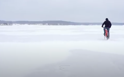 Frozen Lake Riding On Buzzsaw Wheels